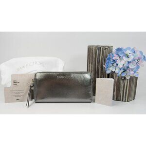 Jimmy Choo Gunmetal Metallic Leather Large Wallet